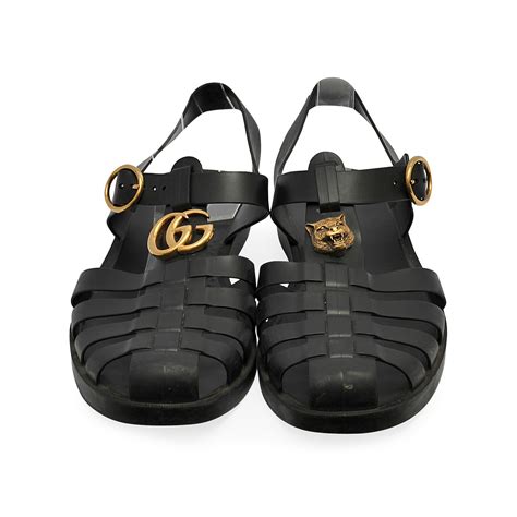 gucci black rubber crystal sandals|gucci sandals original.